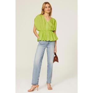 Trina Turk Green Gathered Top Size M with Small Hole